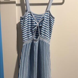 Knit blue and White Striped Dress